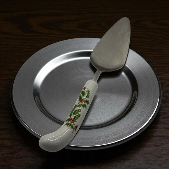 Christmas Holly Cake Server Stainless 18/8 Made in Japan - Picture 1 of 4
